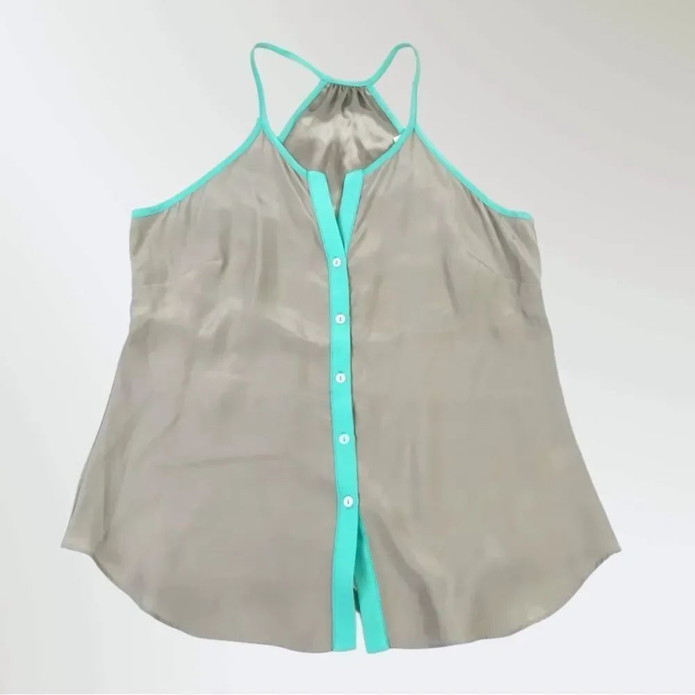 Alice & Trixie Gray Button Front Silk Tank Top Gray Lightweight Casual Chic XS